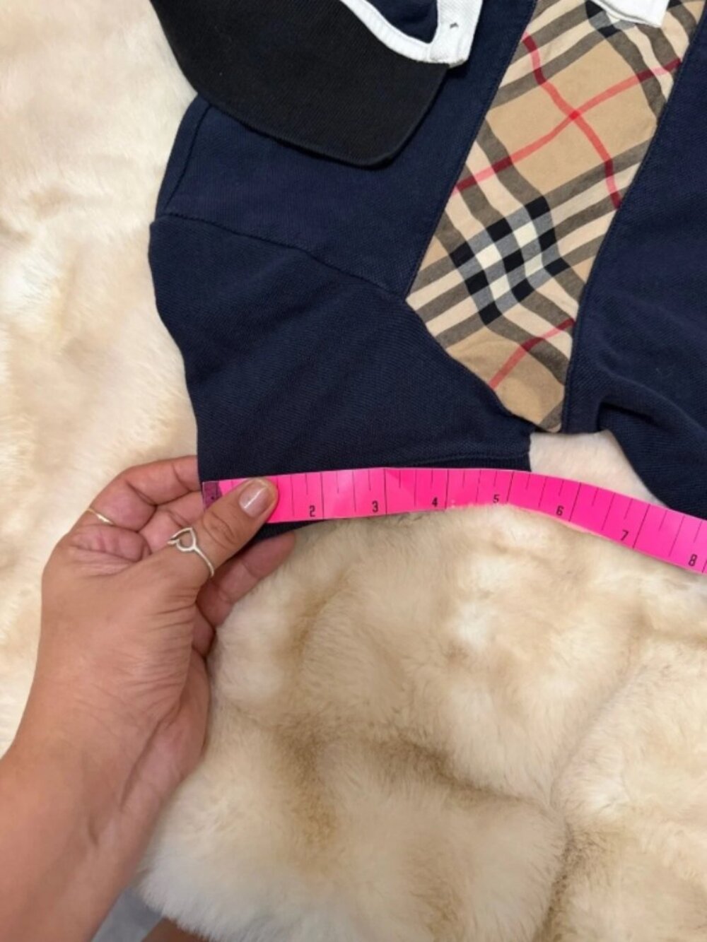 Authentic Burberry Kids Navy Iconic Check Panel Polo Shirt Boys 14 - Picture 7 of 7